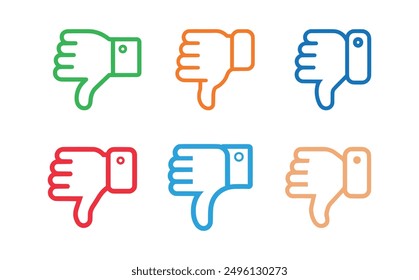 Dislike icon set on white background. Vector illustration in trendy flat style