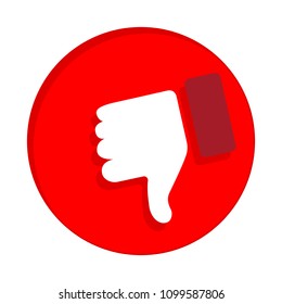 Dislike Icon. Thumb Down, Hand or Finger Illustration or Finger Illustration on red Background. Symbol of Negative. Rate Choice for Social Media, Web and Apps. Vector illustration.