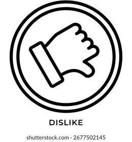 Icono de aversión – Pulgares abajo en círculo por Comentarios negativo y reacción en medios sociales