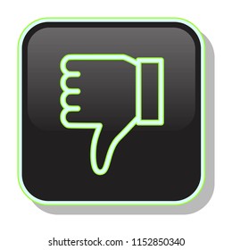 Dislike Icon. Thumbs Down Icon. Social Media feedback concept. Editable stroke flat icons. Simple thin line art logo. Neon web app button. Vector illustration. 