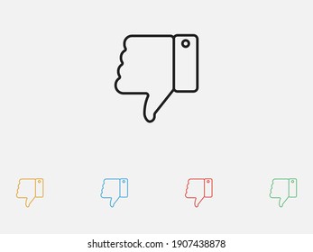 Dislike icon, Thumbs down, Dislike symbol, vector design. Set of colorful flat design icons. 