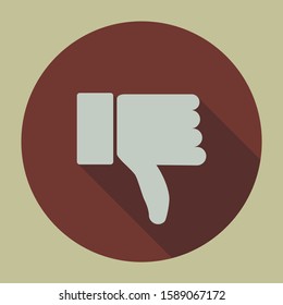 Dislike Icon in Trendy Flat Style with Shadow in Circle