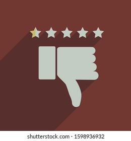 Dislike Icon in Trendy Flat Style with Shadow in Circle