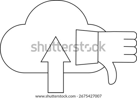 dislike icon and upload icon with white background.with black lines