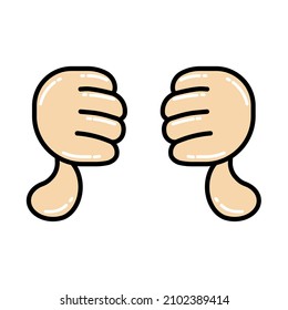 Dislike icon vector. hand like, hand thumb down icon. Cute thumbs down sign. Isolated on a blank background which can be edited and changed colors.