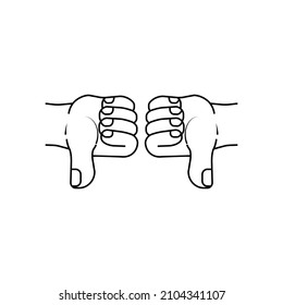 Dislike icon vector. hand like, hand thumb down icon. Cute thumbs down sign. Isolated on a blank background which can be edited and changed colors.