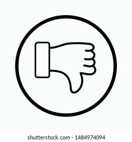Dislike icon vector on white background.