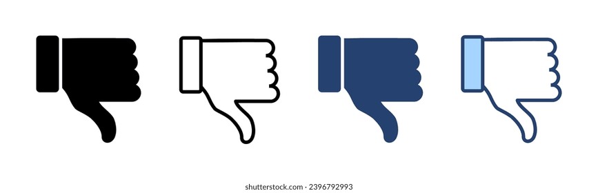 Anders Icon-Vektorgrafik. Zeichen und Symbol nicht mögen. Hand mit Daumen nach unten