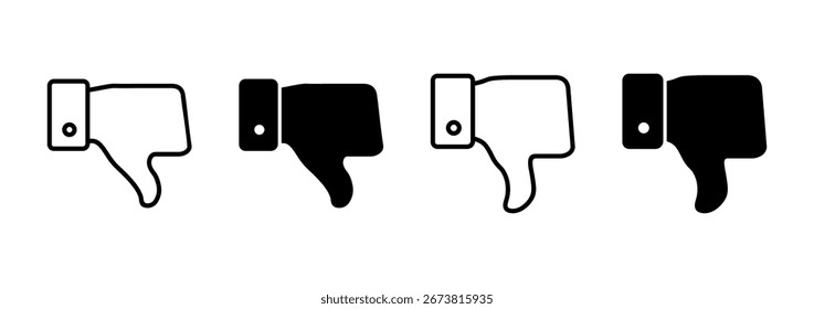 Icon-Vektor nicht mögen. Abneigung gegen Zeichen und Symbole. Hand mit Daumen nach unten