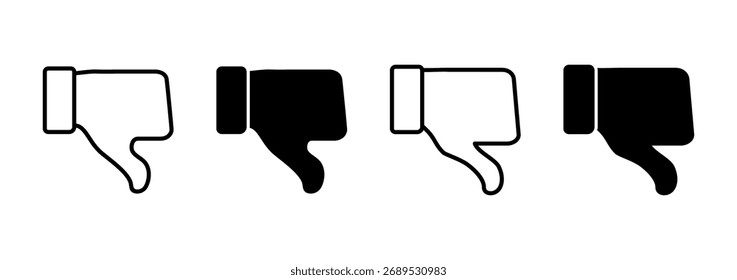 Vector de ícono de disgusto. signo y símbolo de disgusto. Mano con el pulgar hacia abajo