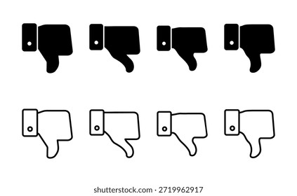 Vector de ícono de disgusto. signo y símbolo de disgusto. Mano con el pulgar hacia abajo