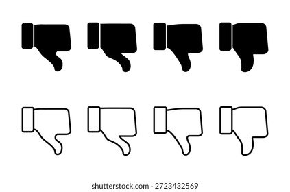 Vector de ícono de disgusto. signo y símbolo de disgusto. Mano con el pulgar hacia abajo