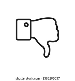 Dislike icon vector. Thumb down symbol for disapproval and voting elections. Thin line dislike outline icon vector illustration. Linear symbol for use on web and mobile apps, logo, print media.