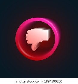 Dislike icon.3D sign.Web design element. Social networks concept.Vector modern illustration. 