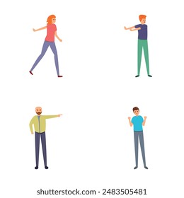 Vector de dibujos animados. Personas con gesto negativo. Negativo, Comentarios