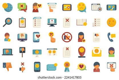 Iconos de disgusto establecen vector plano. Sube. Gesto angre aislado