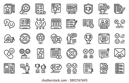 No le gusta el conjunto de iconos. Conjunto de esquemas de iconos vectoriales de disgusto para el diseño web aislados en fondo blanco