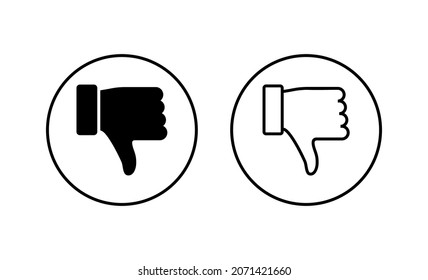 Dislike icons set. dislike sign and symbol. Hand with thumb down