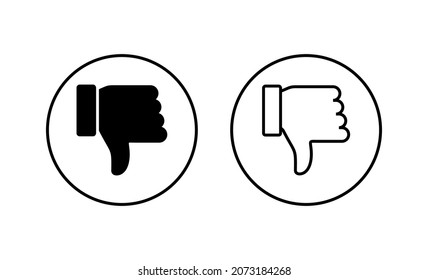 Dislike icons set. dislike sign and symbol. Hand with thumb down