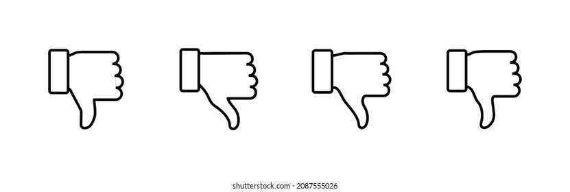 Dislike icons set. dislike sign and symbol. Hand with thumb down