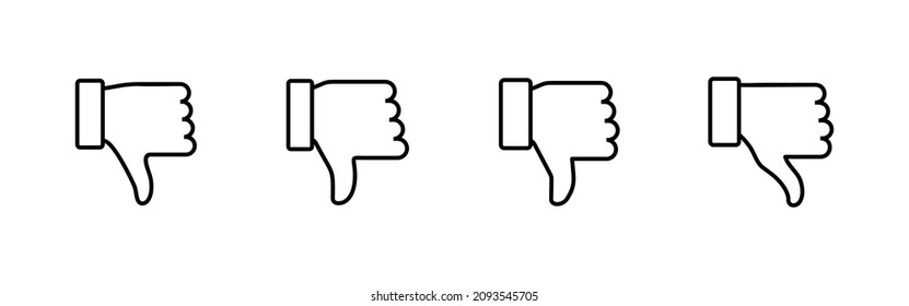 Dislike icons set. dislike sign and symbol. Hand with thumb down