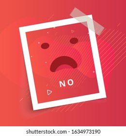Dislike label. Thumb down. Trendy flat vector bubble. Red banner on a liquid background.