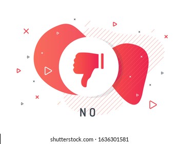 Dislike label. Thumb down. Trendy flat vector bubble. Red banner on a liquid background.