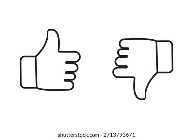 No me gusta y me gusta el Botón de iconos. Iconos de pulgar hacia arriba y pulgar hacia abajo en las Formas de Botones circulares, íconos de notificaciones de redes sociales. Ilustración vectorial 
