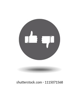 Dislike like icon flat. Black pictogram on grey background. Vector illustration symbol