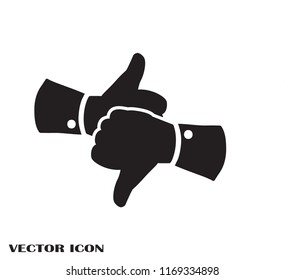 Dislike like icon flat. Black pictogram on white background. Vector illustration symbol