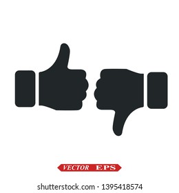 Dislike like icon flat. Black pictogram on grey background. Vector illustration symbol eps10