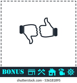 Dislike like icon flat. Simple vector symbol and bonus icon
