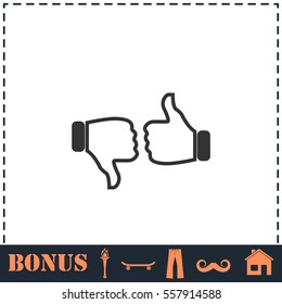 Dislike like icon flat. Simple vector symbol and bonus icon