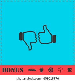 Dislike like icon flat. Simple vector symbol and bonus icon