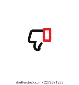dislike line black icon with red accents for web, app, etc