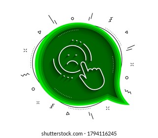 No le gusta el icono de línea. Burbuja de chat con sombra. Signo de calificación de comentarios negativos. Símbolo de satisfacción del cliente. Icono de línea delgada que no le gusta. Vector