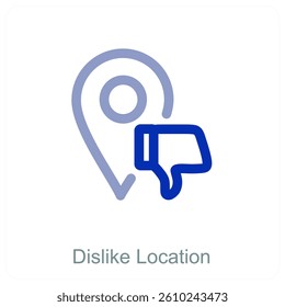 Dislike Location and pin icon concept