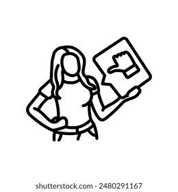 Dislike Outline Icon, Vector illustration