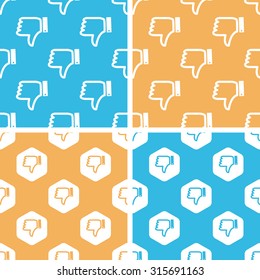 Dislike pattern set, simple and hexagon, on yellow or blue background