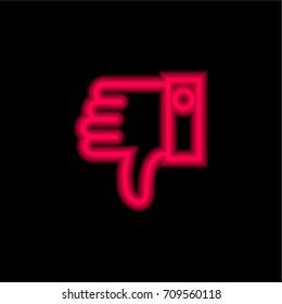 Dislike red glowing neon ui ux icon. Glowing sign logo vector