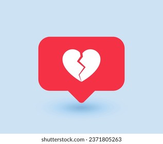 Dislike symbol in social media, Like sign icon with broken heart, vector