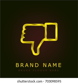 Dislike Thumb golden metallic logo
