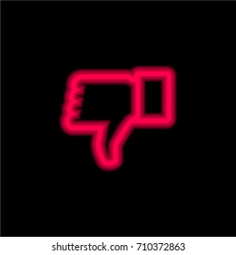 Dislike Thumb red glowing neon ui ux icon. Glowing sign logo vector