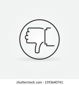 Dislike or Thumbs Down in Circle vector outline concept icon or symbol