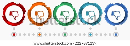 Dislike, unlike concept vector icon set, modern design abstract web buttons i n 5 color options, infographic template Foto stock © 