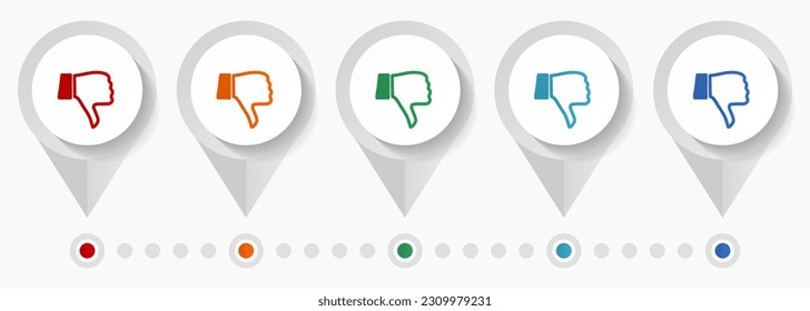 Im Gegensatz zu Concept Vektor Icons, bearbeitbaren Infografik-Vorlagen, Satz bunter Flat Design-Zeiger