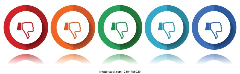 No me gusta, a diferencia de los iconos vectoriales, conjunto de iconos planos para diseño de logotipos, diseño web y aplicaciones móviles, colección de Botón de Web colorido en eps 10