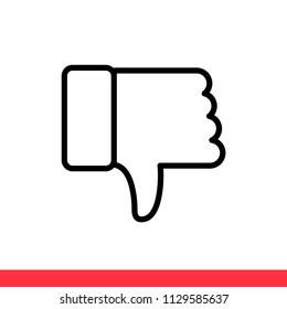 Dislike vector icon, thumbs down symbol. Simple, flat design for web or mobile app