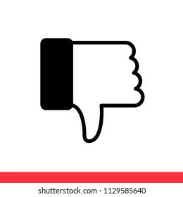 Dislike vector icon, thumbs down symbol. Simple, flat design for web or mobile app