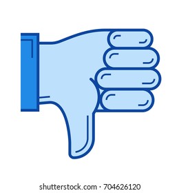 Dislike vector line icon isolated on white background. Dislike line icon for infographic, website or app. Blue icon designed on a grid system.